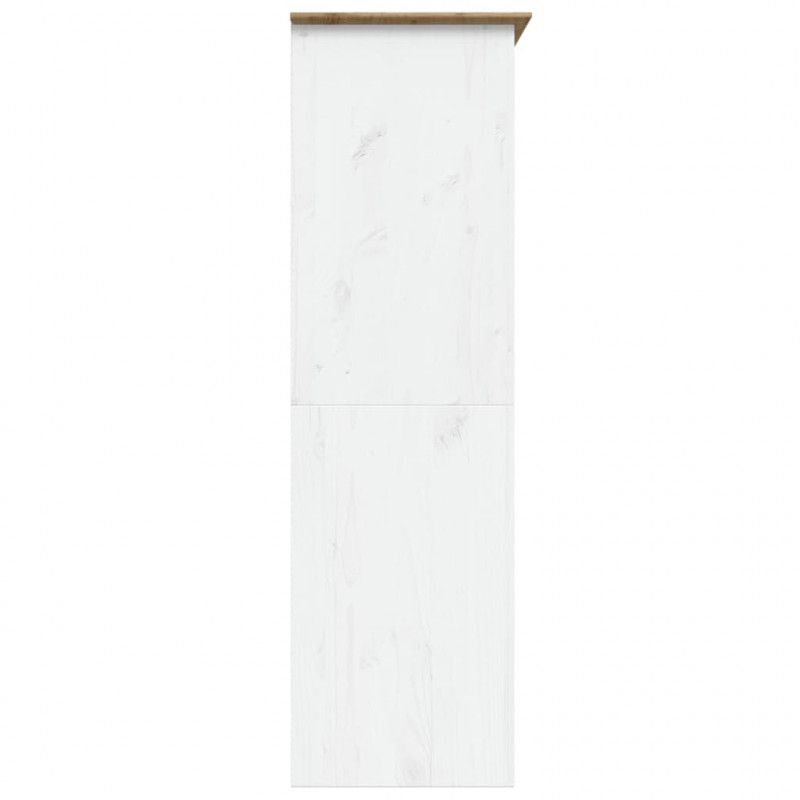 Szafa BODO, biało-brązowa, 146x53,5x173 cm, lite drewno sosnowe