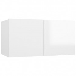Szafki wiszące pod TV 2 szt., wysoki połysk, białe, 60x30x30 cm