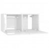 Szafki wiszące pod TV 2 szt., wysoki połysk, białe, 60x30x30 cm