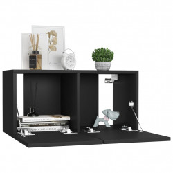 Szafki wiszące pod TV 2 szt., czarne, 60x30x30 cm