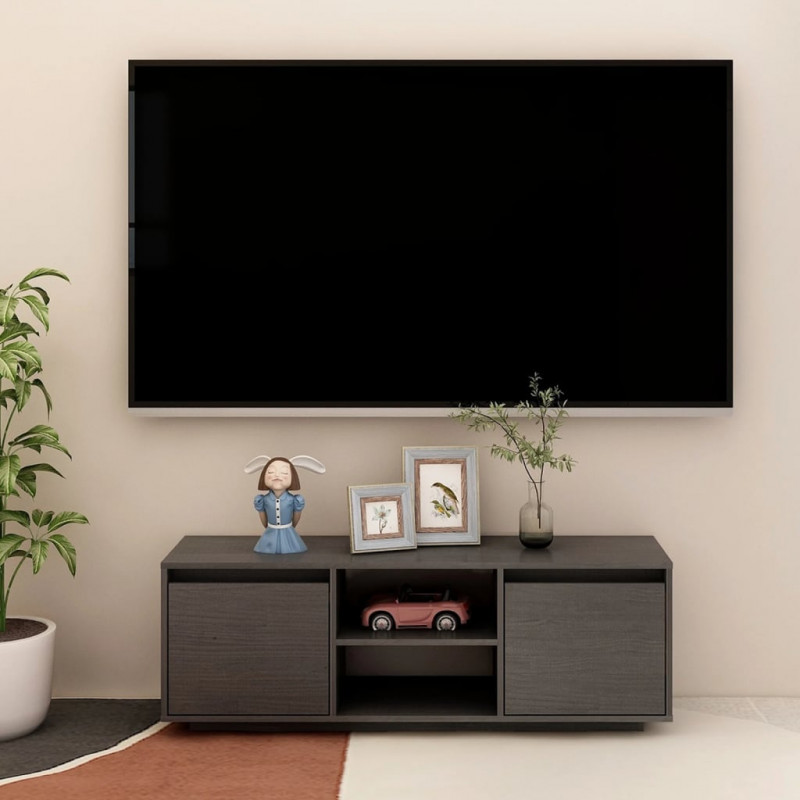 Szafka pod telewizor, szara, 110x30x40 cm, lite drewno sosnowe