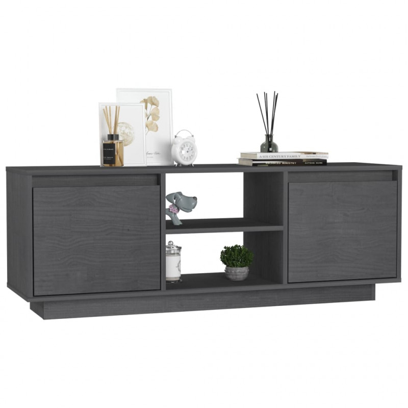 Szafka pod telewizor, szara, 110x30x40 cm, lite drewno sosnowe