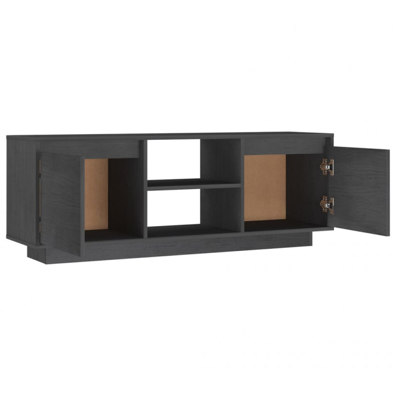 Szafka pod telewizor, szara, 110x30x40 cm, lite drewno sosnowe
