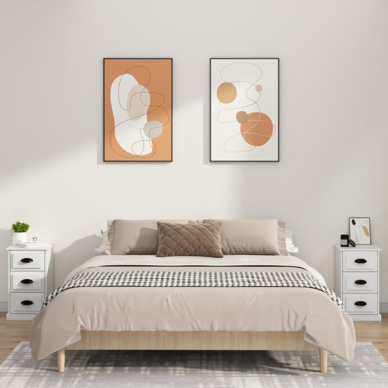 Szafka nocna, biała, 39x39x67 cm, materiał drewnopochodny