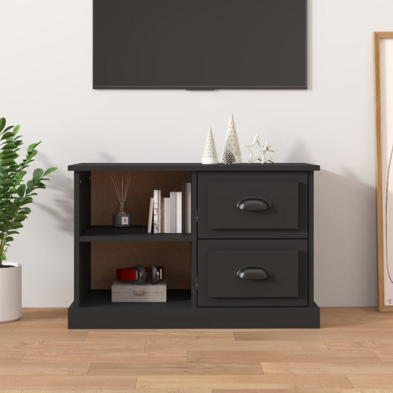 Szafka pod TV, czarna, 73x35,5x47,5 cm, materiał drewnopochodny