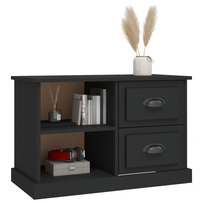 Szafka pod TV, czarna, 73x35,5x47,5 cm, materiał drewnopochodny