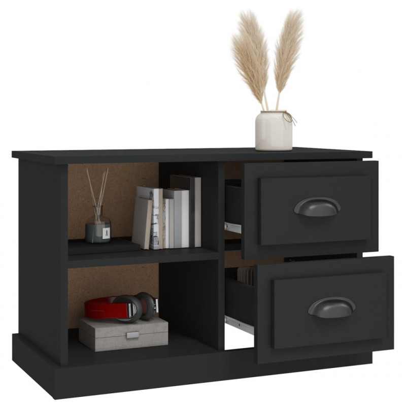 Szafka pod TV, czarna, 73x35,5x47,5 cm, materiał drewnopochodny