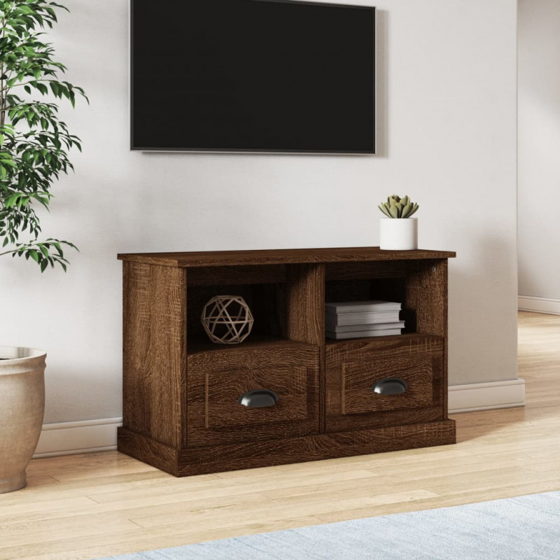 Szafka pod TV, brązowy dąb, 80x35x50cm, materiał drewnopochodny