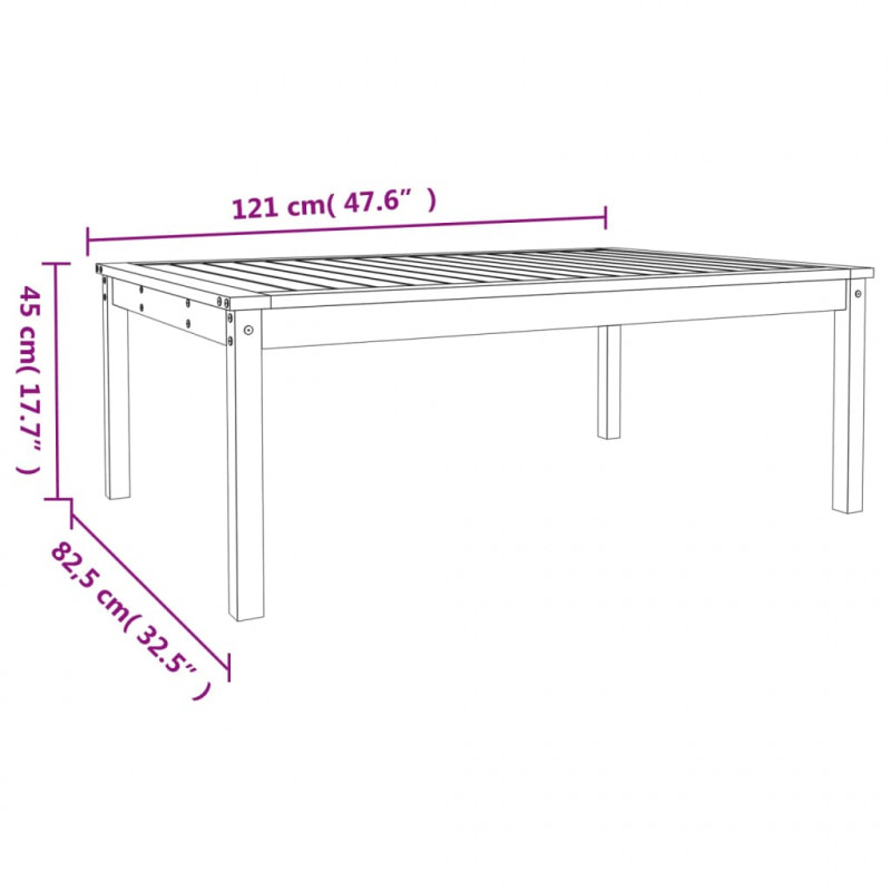 Stolik ogrodowy, czarny, 121x82,5x45 cm, lite drewno sosnowe