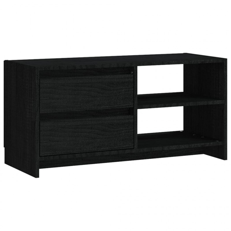 Szafka pod telewizor, czarna, 80x31x39 cm, lite drewno sosnowe