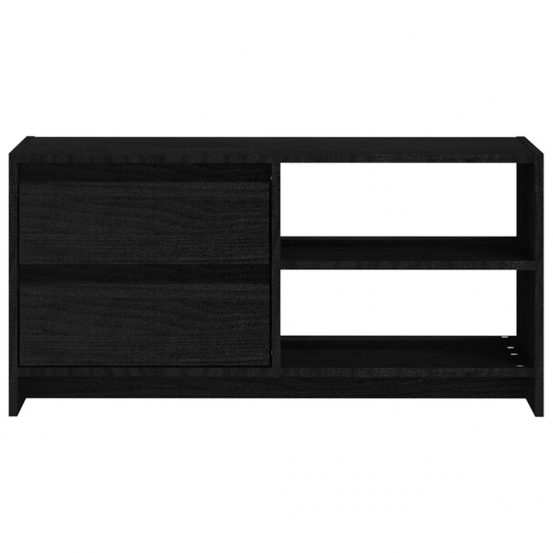 Szafka pod telewizor, czarna, 80x31x39 cm, lite drewno sosnowe