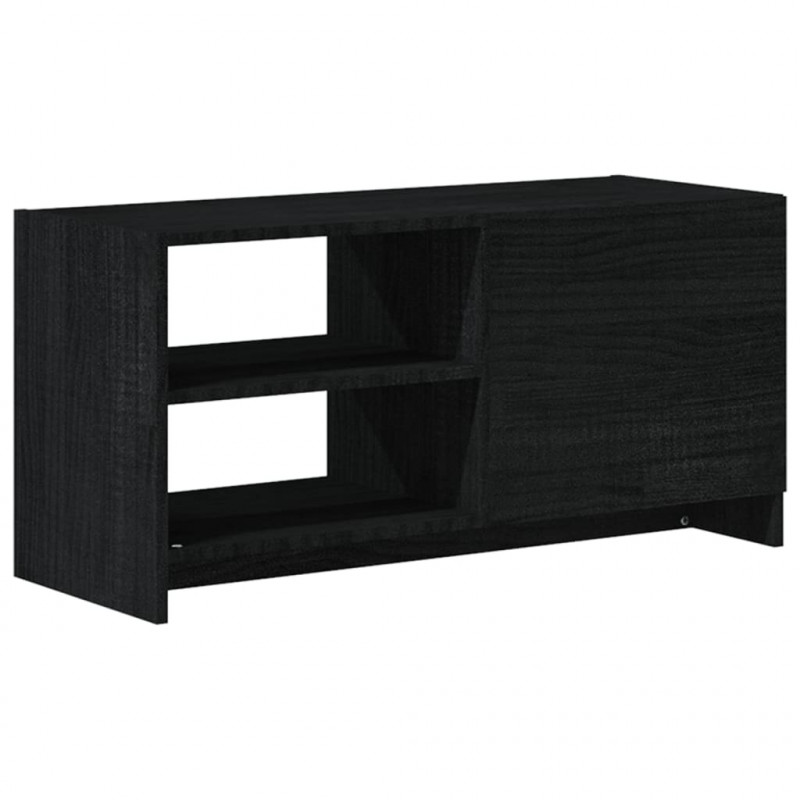 Szafka pod telewizor, czarna, 80x31x39 cm, lite drewno sosnowe