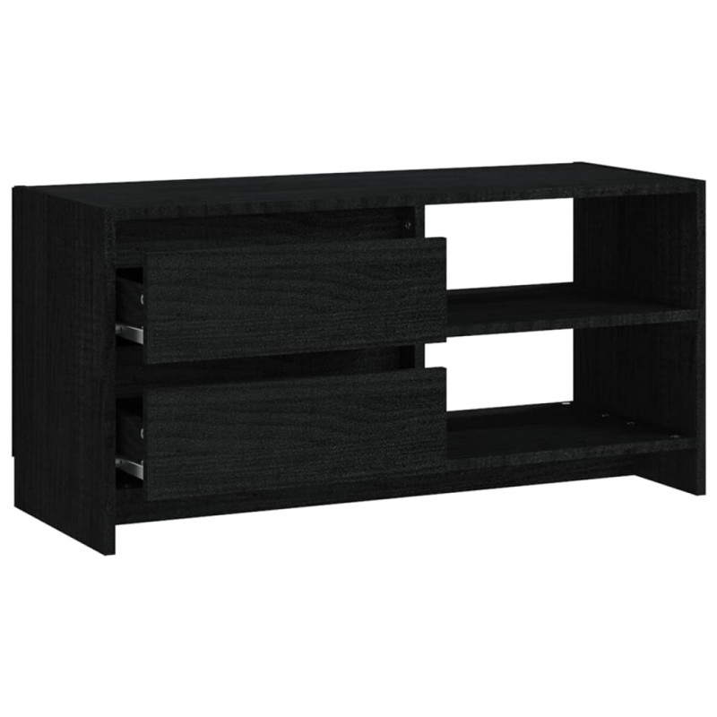 Szafka pod telewizor, czarna, 80x31x39 cm, lite drewno sosnowe