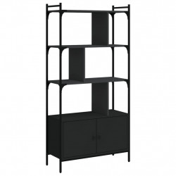 Biblioteczka z drzwiczkami, czarna, 76,5x30x154,5 cm