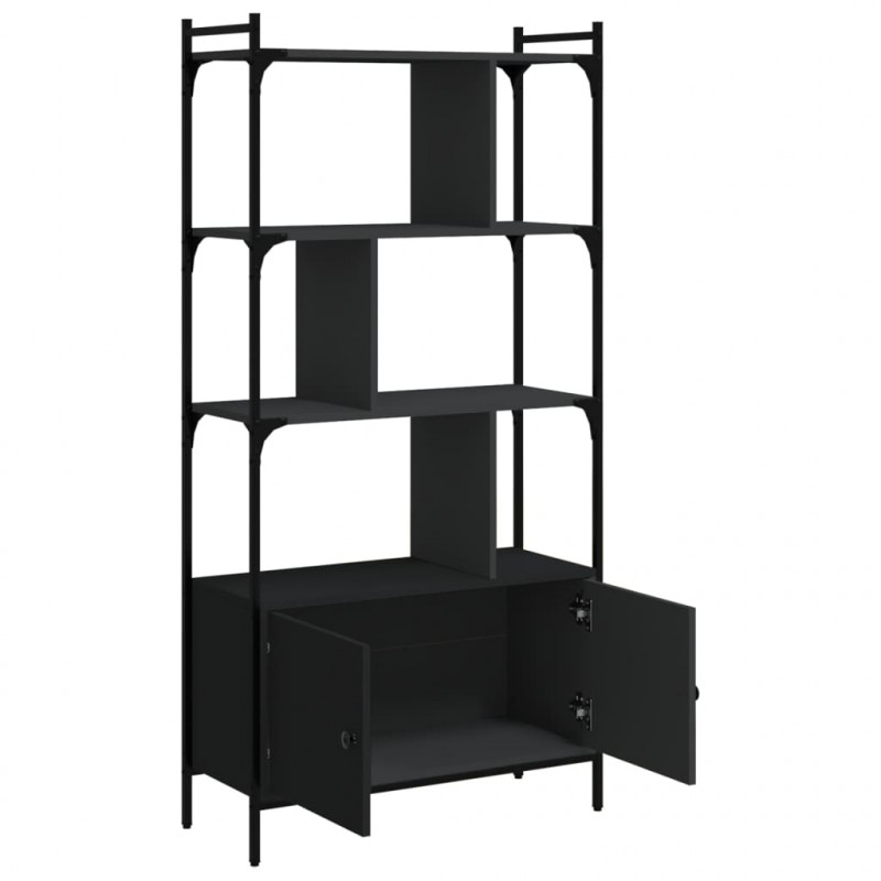 Biblioteczka z drzwiczkami, czarna, 76,5x30x154,5 cm