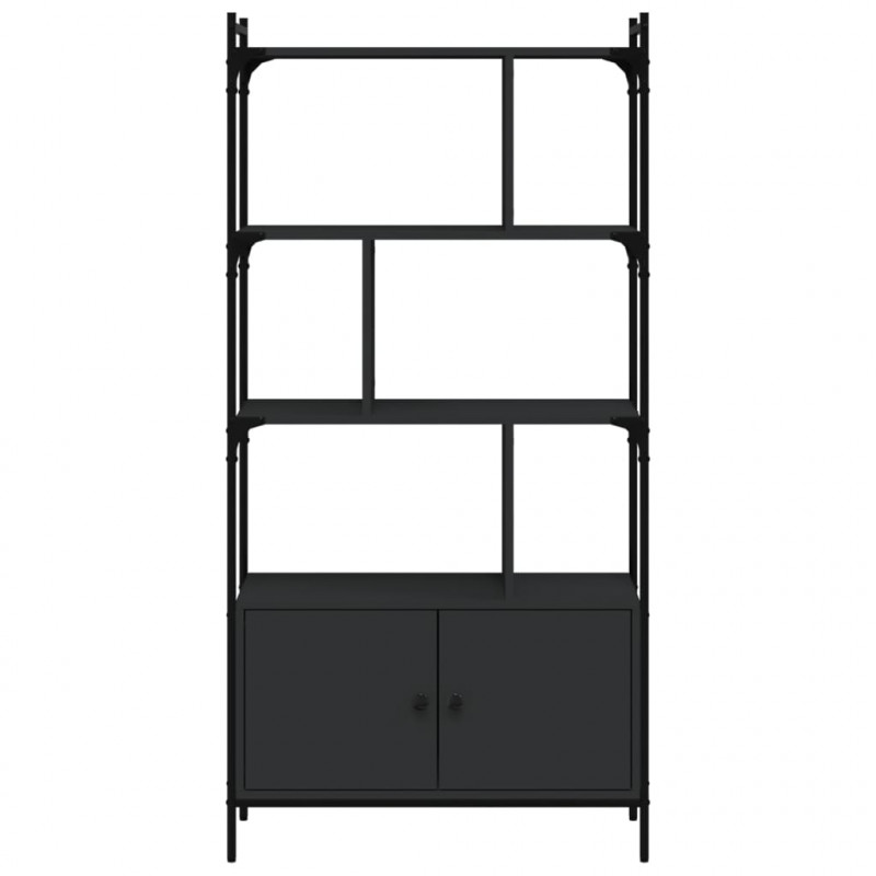 Biblioteczka z drzwiczkami, czarna, 76,5x30x154,5 cm