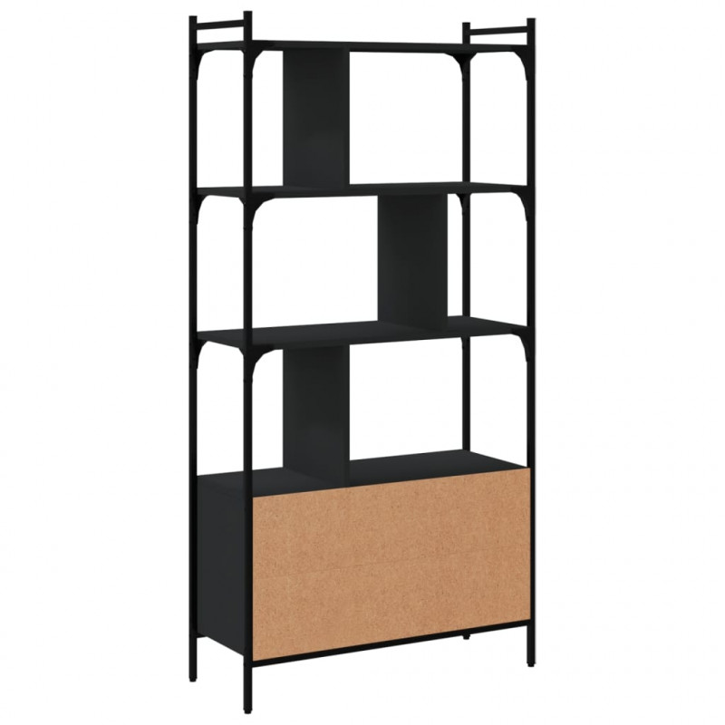 Biblioteczka z drzwiczkami, czarna, 76,5x30x154,5 cm