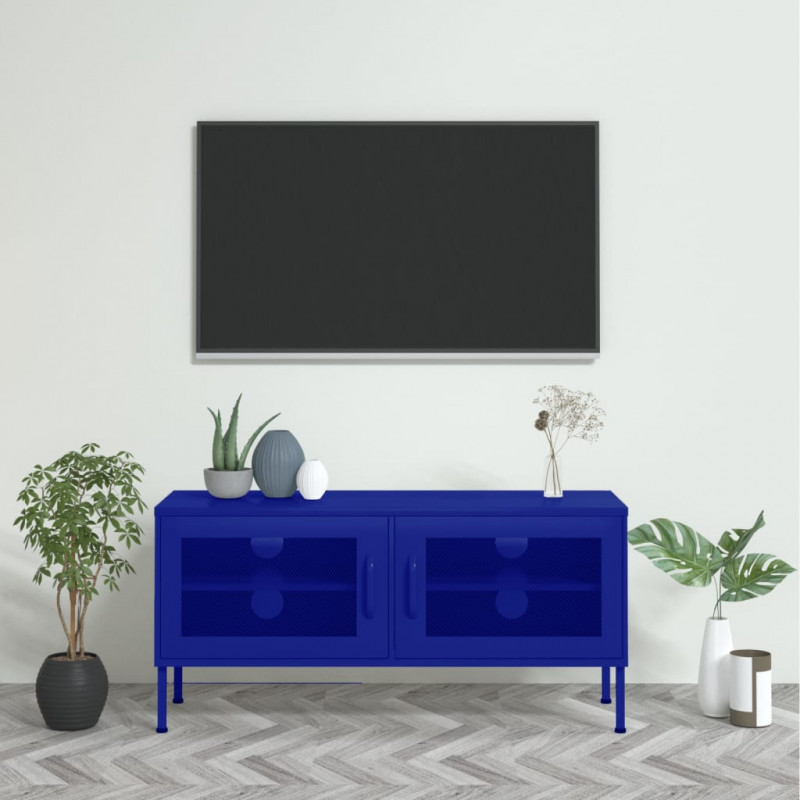Szafka pod telewizor, granatowa, 105x35x50 cm, stalowa