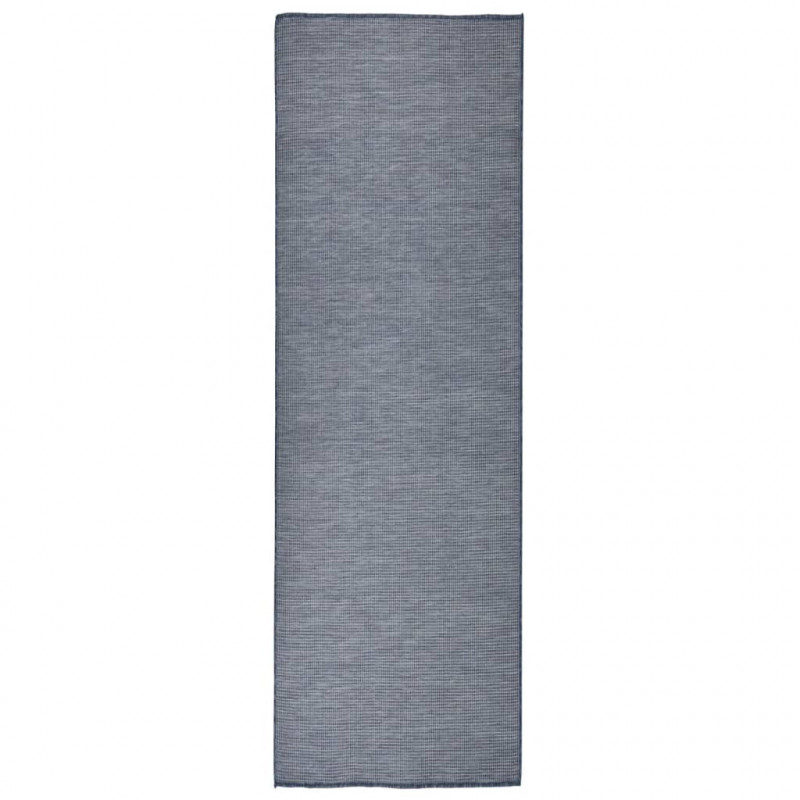 Dywan zewnętrzny o płaskim splocie, 80x250 cm, niebieski