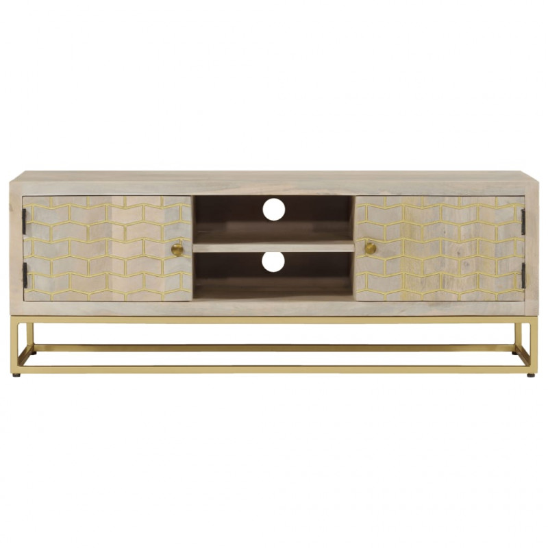 Szafka pod TV, 110x30x40 cm, bielone drewno mango