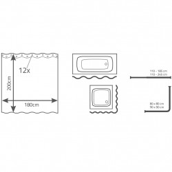 RIDDER Zasłona prysznicowa Brilliant, 180x200 cm