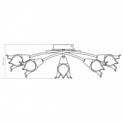 Lampa sufitowa ze szklanymi kloszami na 5 żarówek E14, tulipany