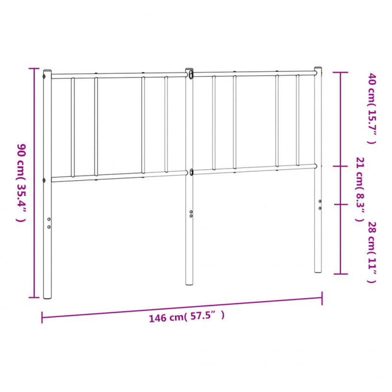 Metalowe wezgłowie, białe, 140 cm