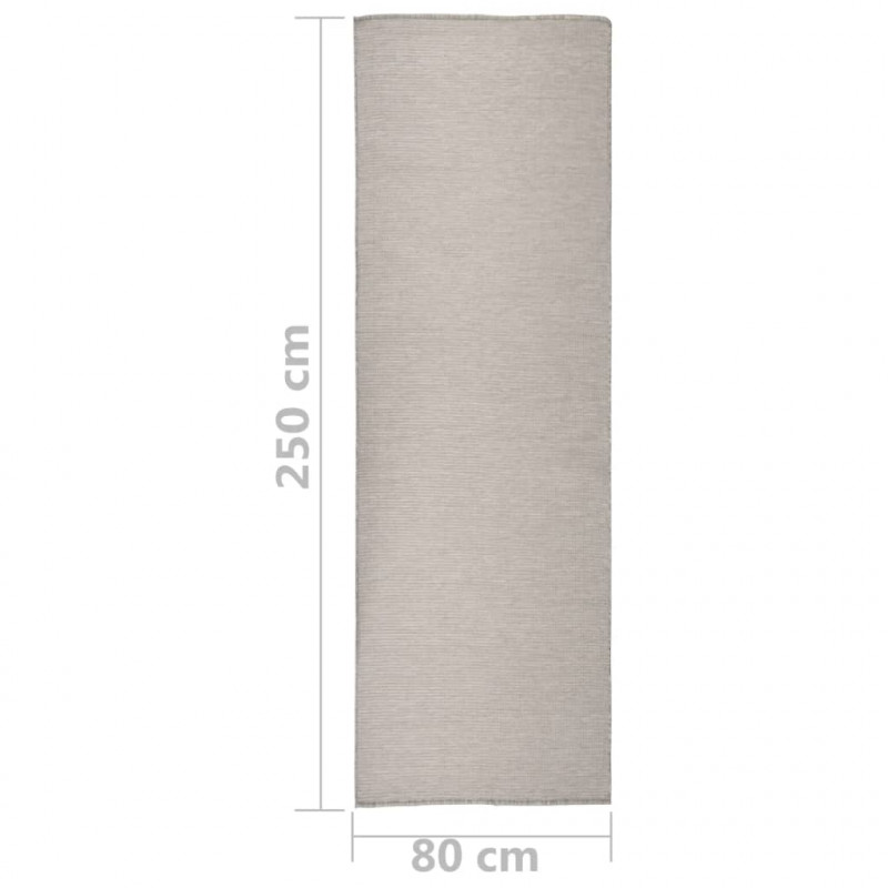 Dywan zewnętrzny o płaskim splocie, 80x250 cm, taupe