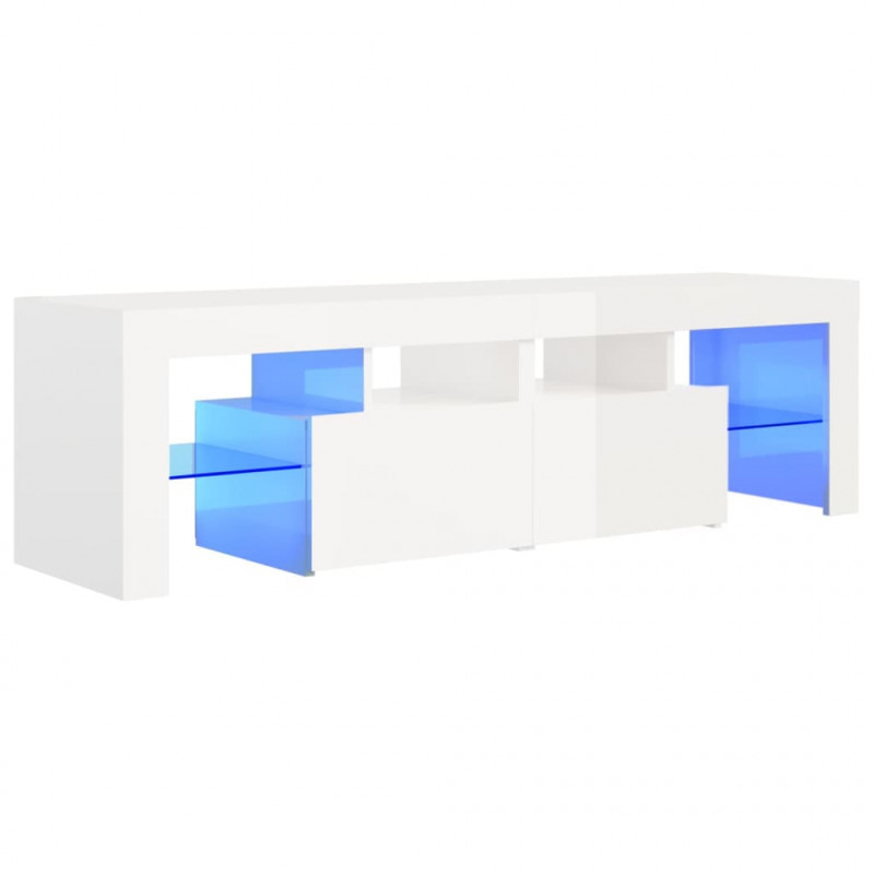 Szafka TV z oświetleniem LED, biel z połyskiem, 140x36,5x40 cm