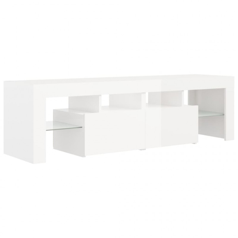 Szafka TV z oświetleniem LED, biel z połyskiem, 140x36,5x40 cm