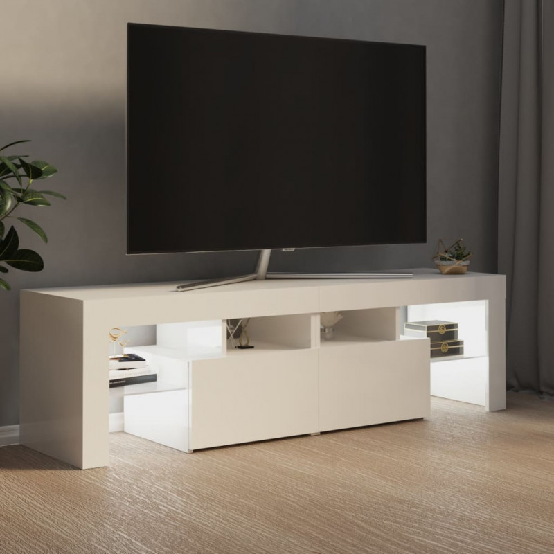 Szafka TV z oświetleniem LED, biel z połyskiem, 140x36,5x40 cm