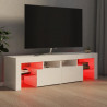 Szafka TV z oświetleniem LED, biel z połyskiem, 140x36,5x40 cm