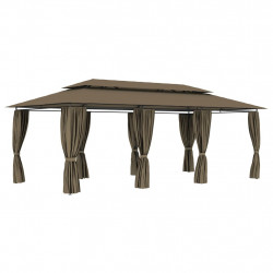 Altana z zasłonami, 600x298x270 cm, kolor taupe, 180 g/m²