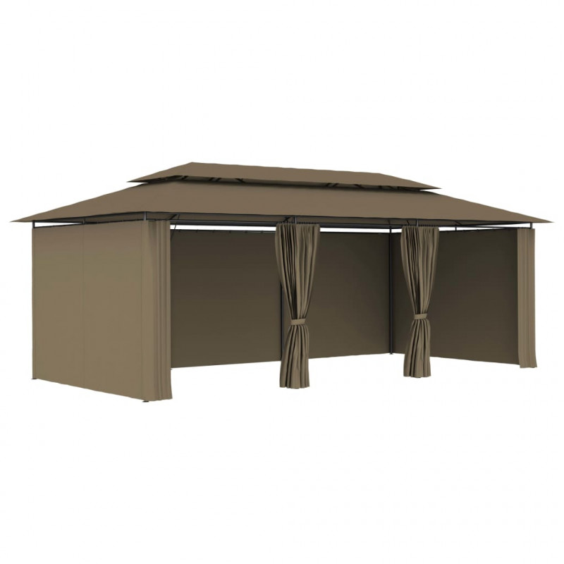 Altana z zasłonami, 600x298x270 cm, kolor taupe, 180 g/m²