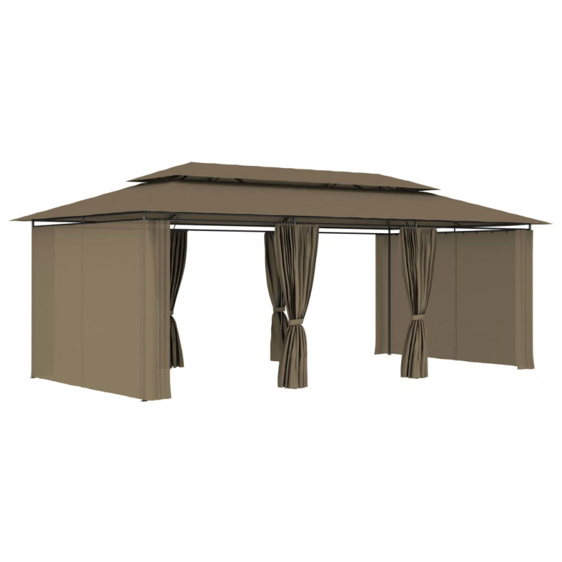 Altana z zasłonami, 600x298x270 cm, kolor taupe, 180 g/m²