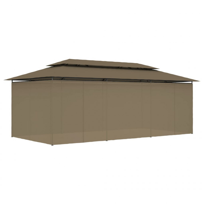 Altana z zasłonami, 600x298x270 cm, kolor taupe, 180 g/m²