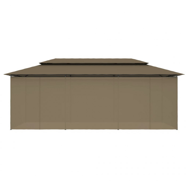 Altana z zasłonami, 600x298x270 cm, kolor taupe, 180 g/m²