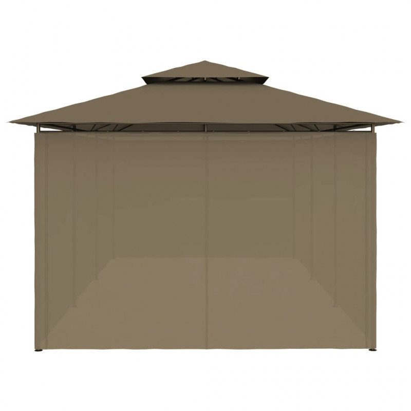 Altana z zasłonami, 600x298x270 cm, kolor taupe, 180 g/m²