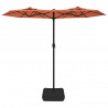 Podwójny parasol ogrodowy z LED, terakota, 316x240 cm