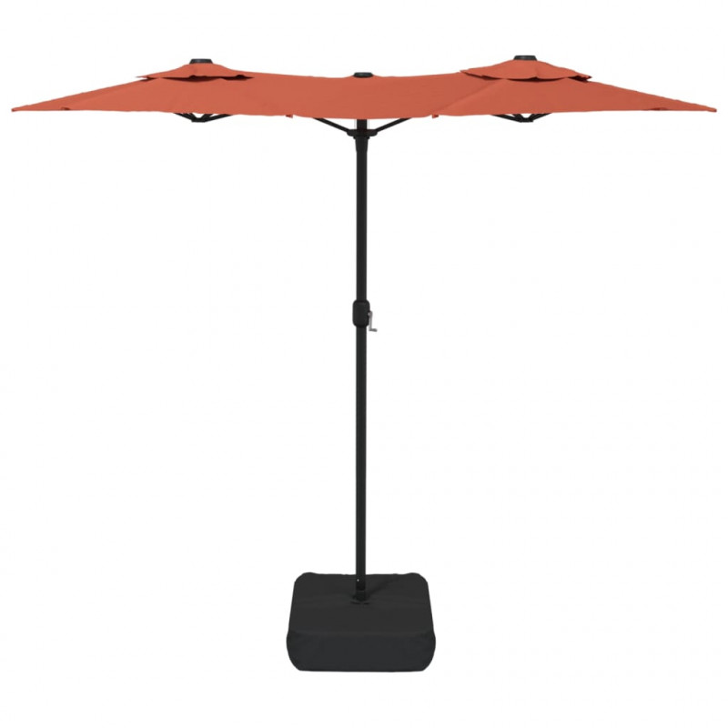 Podwójny parasol ogrodowy z LED, terakota, 316x240 cm