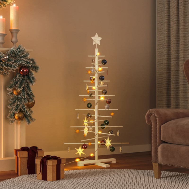 Drewniana choinka do udekorowania, 125 cm, lite drewno sosnowe