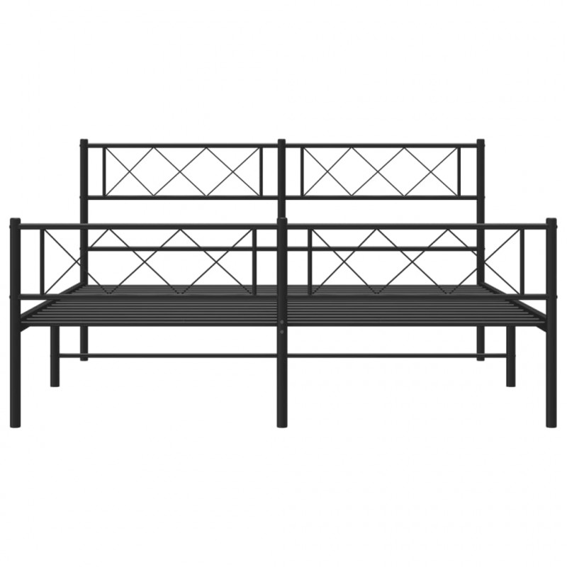 Metalowa rama łóżka z wezgłowiem i zanóżkiem, czarna, 120x200cm