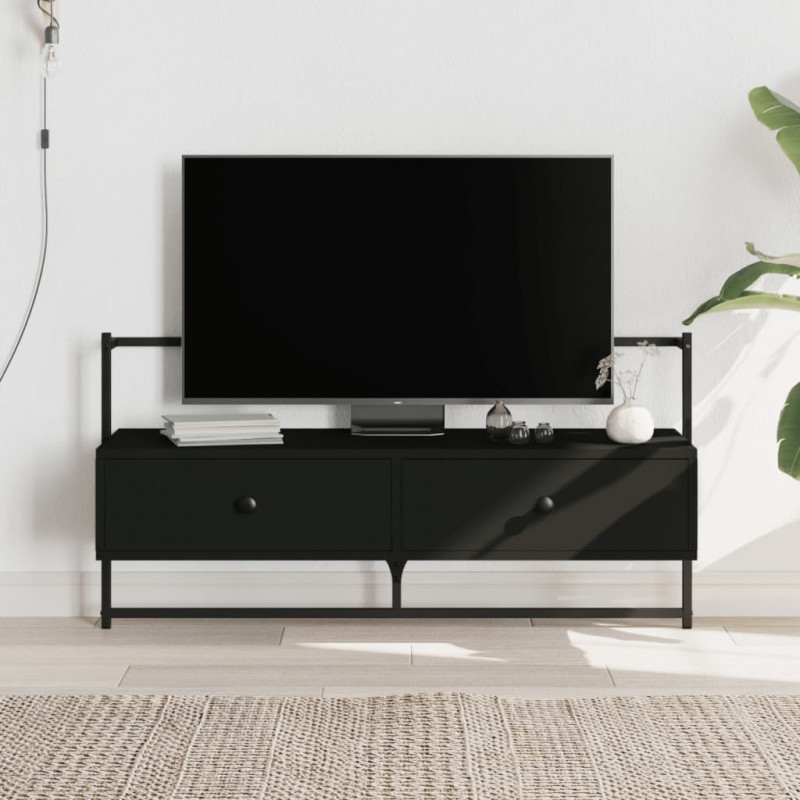 Szafka pod telewizor, ścienna, czarna, 100,5x30x51 cm
