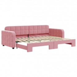 Sofa rozsuwana, różowa, 80x200 cm, aksamit