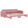 Sofa rozsuwana, różowa, 80x200 cm, aksamit