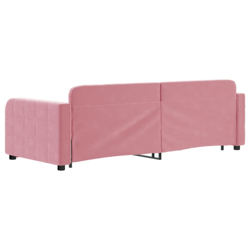 Sofa rozsuwana, różowa, 80x200 cm, aksamit