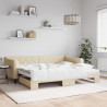 Sofa rozsuwana, kremowa, 90x200 cm, tkanina