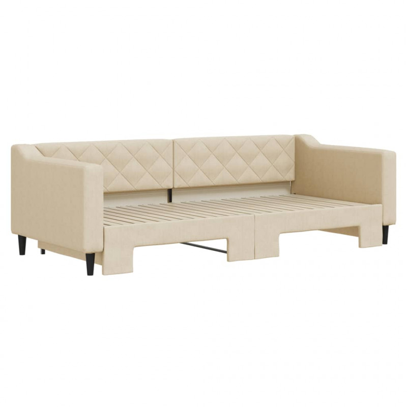 Sofa rozsuwana, kremowa, 90x200 cm, tkanina