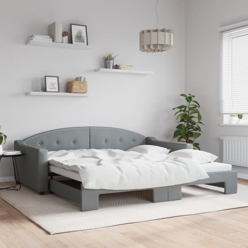 Sofa rozsuwana, jasnoszara, 100x200 cm, tkanina