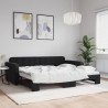 Sofa rozsuwana, czarna, 90x200 cm, aksamit